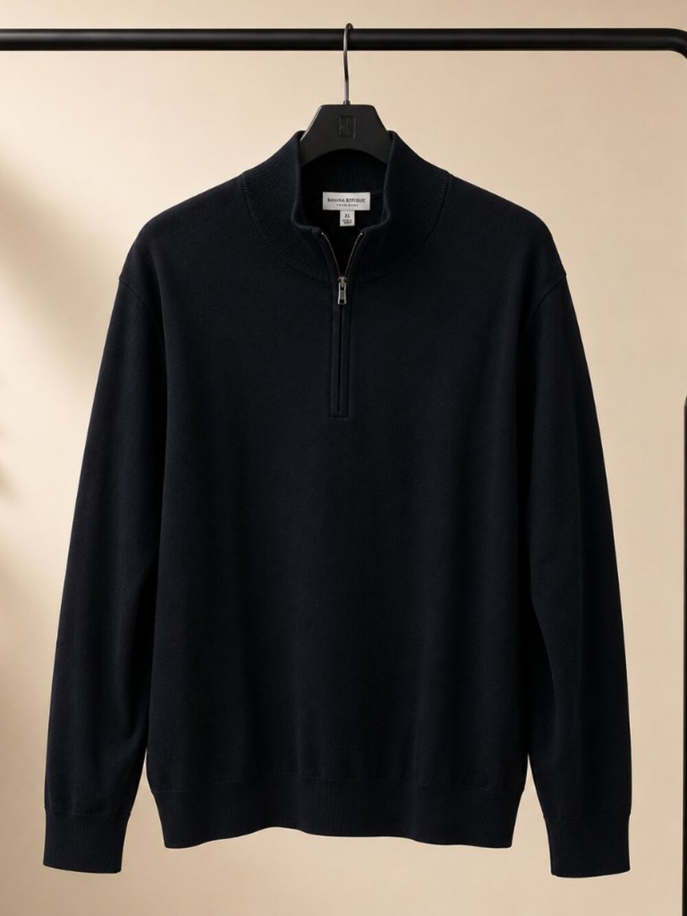 Banana Republic Extra Fine Merino Half Zip Sweater XL Navy NWT